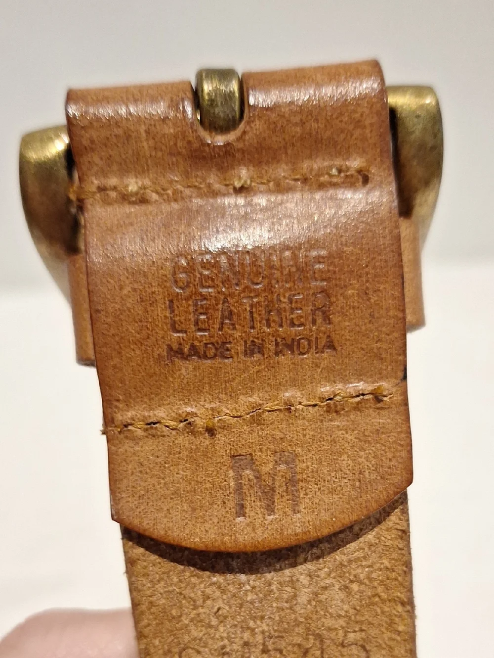 Studded Light Brown Leather Belt with Brass Buckle And Italia Coin Size M/30